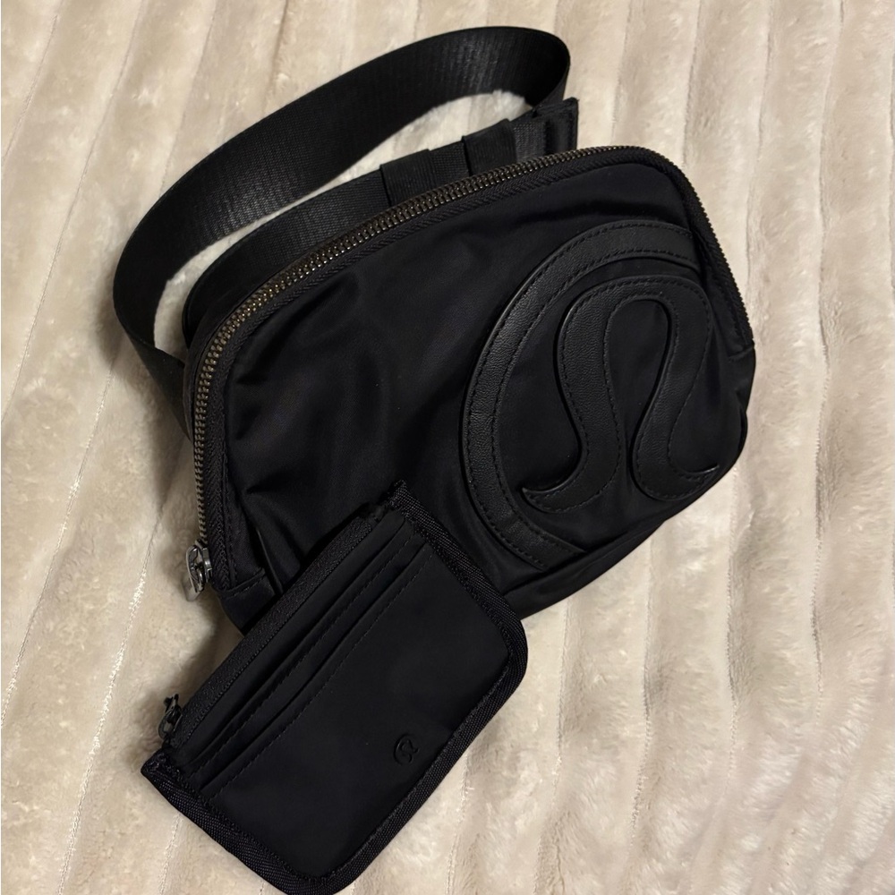 Lululemon belt bag, 1L, black with logo and True Identity card case, black, EUC